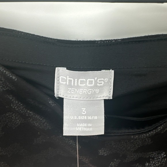 Chicos Zenergy So Slimming Leggings 3 (16/18 )‎ Houndstooth Foil Black Pants New - Picture 2 of 11